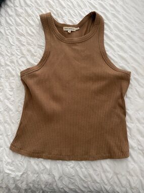 Good American Ribbed Tank Top — Cognac Brown